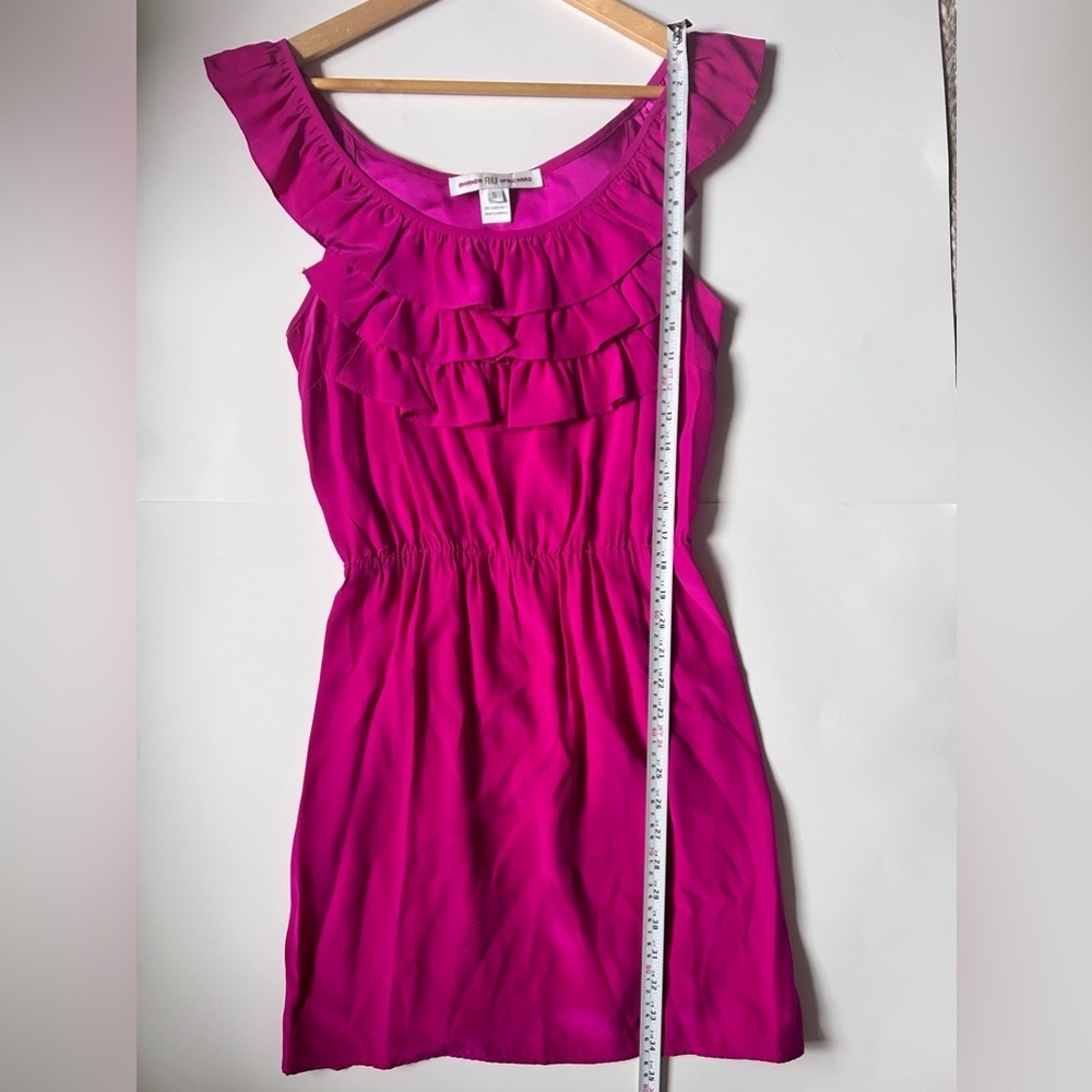 Amanda Uprichard Silk hot pink Dress Womens ruffle sleeveles revolve - Picture 4 of 7